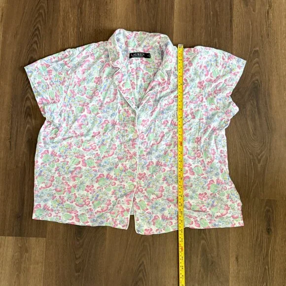 Lauren Ralph Lauren Black Label Pajama Set Womens XL Floral Capri Sleepwear - Picture 8 of 9